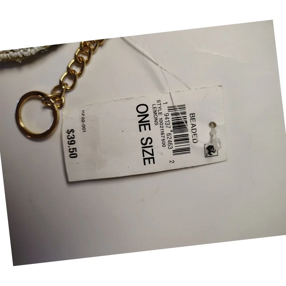 On 34th Beaded Lemon Coin‎ Purse Keychain Yellow White Fruit Pouch 10021167500